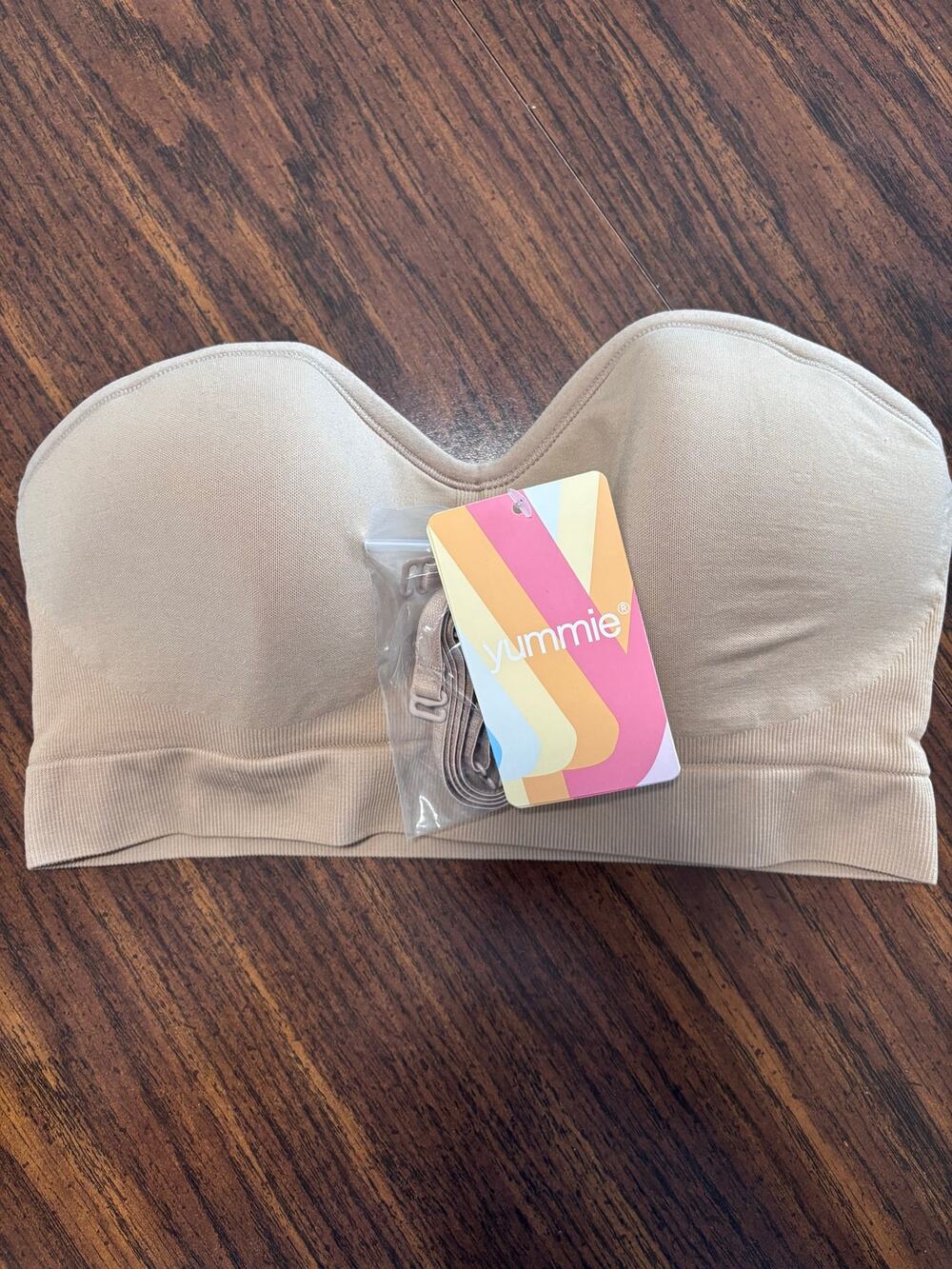 NWT Yummie Strapless Bra Sz S/M Convertible Bandeau Nude Beige Shapewear